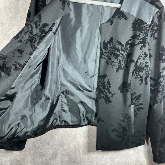 89th & Madison Blazer Jacket Womens XL Black Floral Velvet Burnout Open Front - Picture 5 of 10
